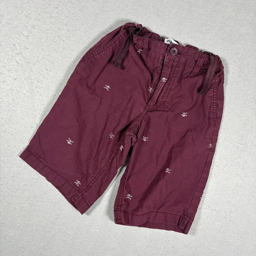 Old Navy Boys Size 8 Chino Shorts Burgundy Flat Front Adjustable Waist